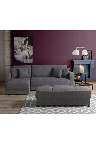 Eymense Roma Çekyatlı Puflu Yataklı Köşe Koltuk Takımı