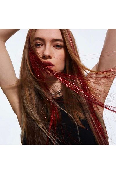 AKOLİFE Red Glittering Hair Glitter / Glittery Hair Welding / Hair Tinsel / Shiny Knitted Welding Bead