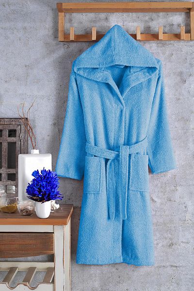Zeynep Tekstil Halat de baie tânăr cu glugă din bumbac Halat de baie pentru chelner unisex