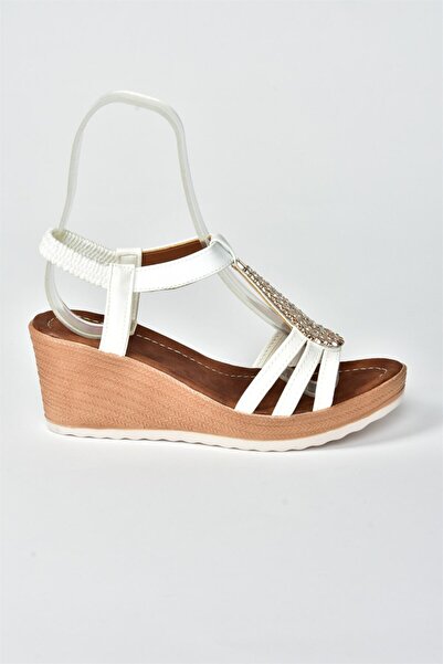 Fox Shoes White Stone Wedge Heeled Daily Women's Sandals M258316109