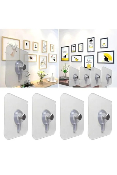 Hilamingo Home 4 Adet Güçlü Yapışkınlı Pinli Delgisiz Vidalı Tırnak Kanca Duv...