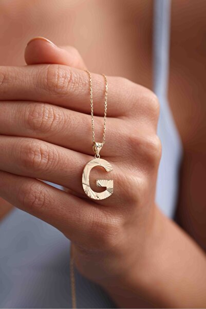 Gianfranco 14 Ayar Altın Kalemli Parlak Büyük Harf Kolye Ucu