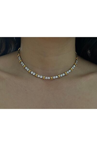 h&b design jewel Cross Detaylı Su Yolu Choker
