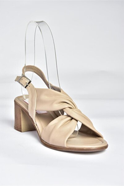 Fox Shoes P555450103 Mink Genuine Leather Thick Heeled Women's Shoes