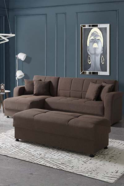 Eymense Roma Çekyatlı Puflu Yataklı Köşe Koltuk Takımı