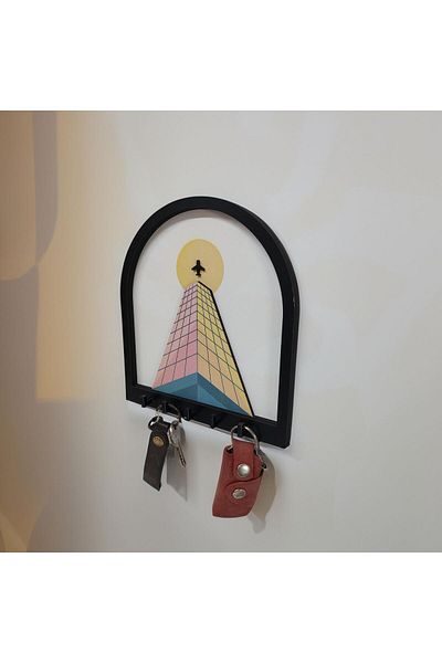 CajuArt Skyscraper Airplane Design - Dimensional Key Hanger, Keychain Decor