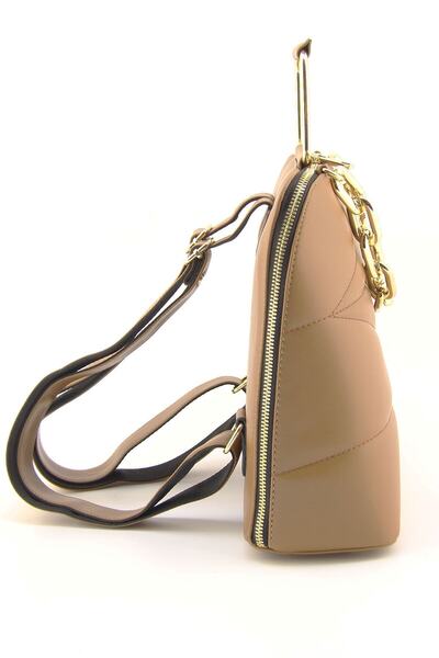 HNB Women's Tan Quilted Molded Backpack (HANDBAG GIFT)