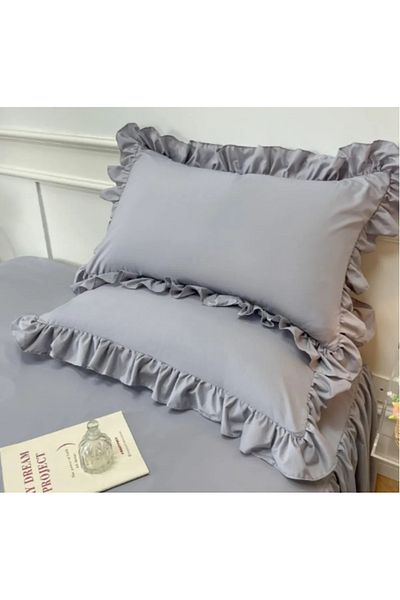eyma home 100% cotton ruffle pillow case 2 pcs (50×70cm)