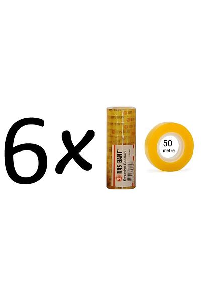 HASBANT 6 Pack Transparent Money Tape 50 Meters 12 Pieces