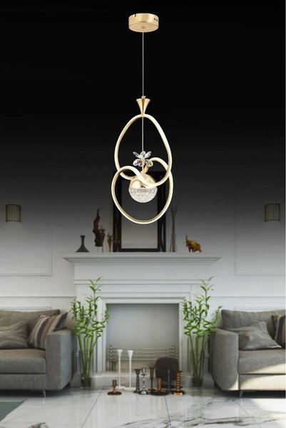 OSC HOME AYDINLATMA TASARIM 3 Renk ( Sarı Beyaz ve Gün ışığı ) Gold Led Avize...