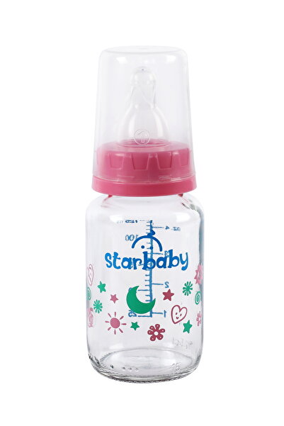 Star Baby زجاجة أطفال زجاجية منقوشة سعة 150 و250 مل، مجموعة من قطعتين باللون ...