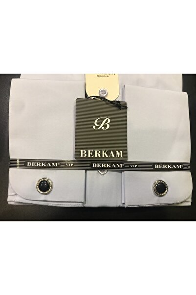BERKAM Erkek Gömlek Slım Fıt Duble Manşet Kol Düğmeli