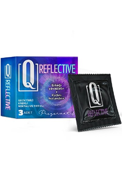Q REFLECTIVE 3'lü Erkeklere Özel Kremli Ve Kadınlara Özel Tırtıklı Prezervatif