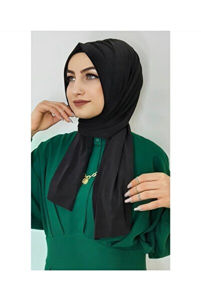 Ayselcehobi شال أسود جاهز برباط أسود