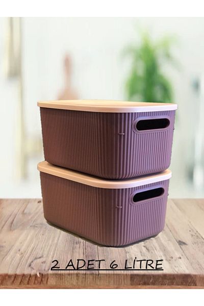 Bayev 2 Pieces Storage 6 Lt Purple Multi-Purpose Closet Organizer Box with Lid Decorative Box