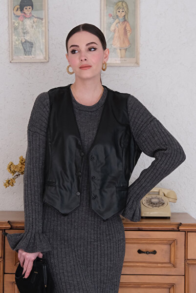 Ceylan Otantik Leather Black Vest