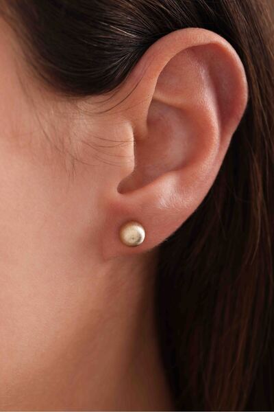 Gianfranco 14 Ayar Altın Kumlu Mat Top Küpe