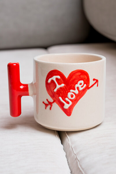 İNA PAZARLAMA كوب سيراميك مصنوع يدويًا، كوب أنا أحب خاص لعيد الحب