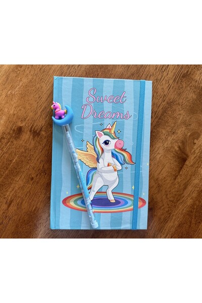 Gojoy Tech & Gifts Gökkuşağı Unicorn Temalı Lastikli Defter ve Yumurtlayan Ka...