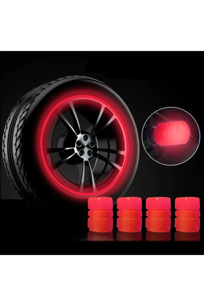 THREESTEP Fosforlu Floresan Led Yeşil Pilsiz Araba Motorsiklet Lastik Sibop Kapaği (2 Adet) KIRMIZI