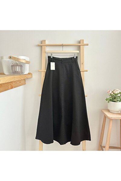 qarmacha Parçalı Kloş Kot Etek