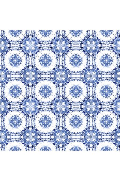 Dekoros Blue and White Tile Pattern Adhesive Foil, Mosaic Tile Look Sticker Furniture Cabinet Covering 0709