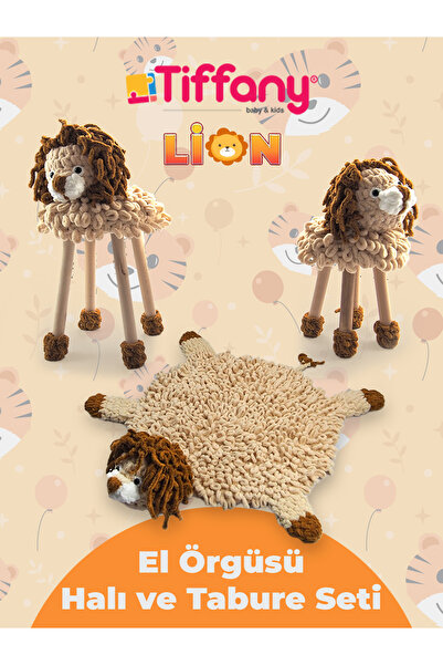 Kinder Baby Tiffany Örgü Halı ve Tabure Seti