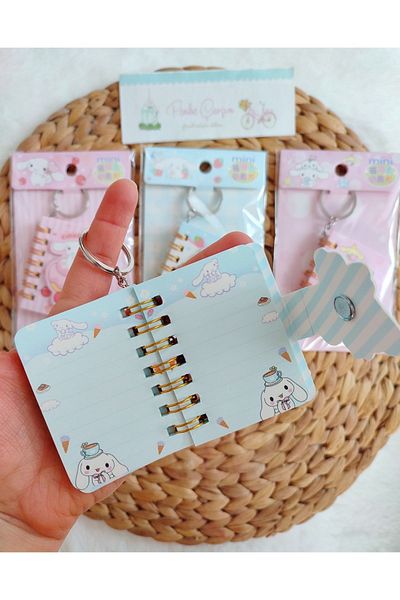 Pembe Çarşı Sanrio Small Pocket Size Keychain & Notebook Kuromi, My Melody, Cinnamoroll 1 Piece