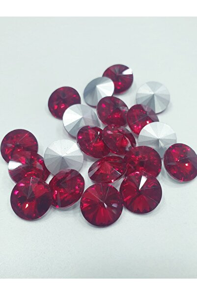 CRYSTALSHOP حجر مستدير 12 ملم - أحمر (50 قطعة)