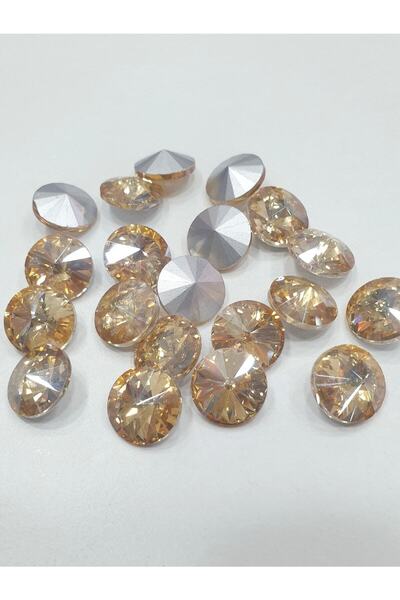 CRYSTALSHOP حجر مستدير مستدير 12 ملم - ذهبي (50 قطعة)