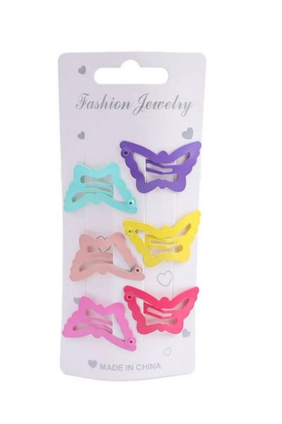 minibuki 6-Piece Butterfly Model Mixed Pastel Color 3.5cm Children's Snap Buckle
