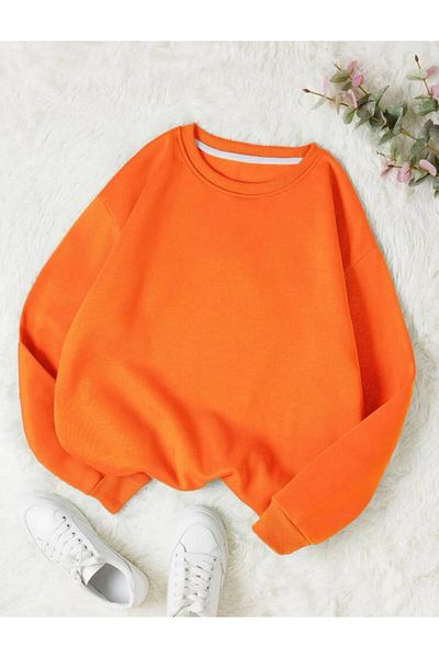 FAVORİST Soft Wide Fit Crew Neck Sweatshirt - Plain Unprinted