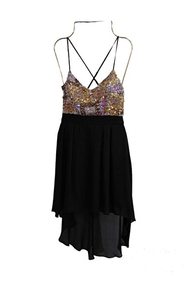 Ayris Payet Şifon Sırt Çapraz Detaylı Elbise