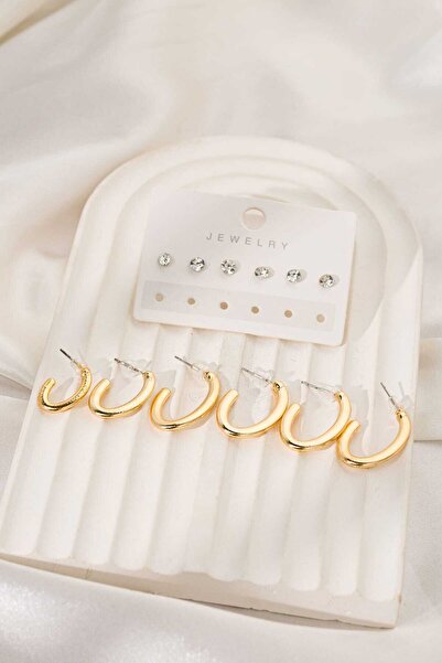 MRK 12 Pieces Multiple Oval Hoop Set Earrings