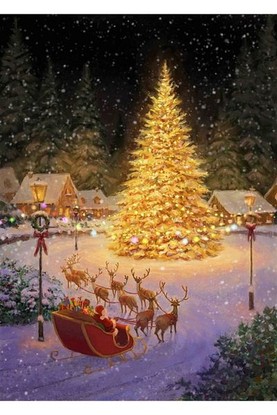 MARCEL SANAT Large Christmas Tree Marcel Art Diamond Mosaic Painting 58X81Cm
