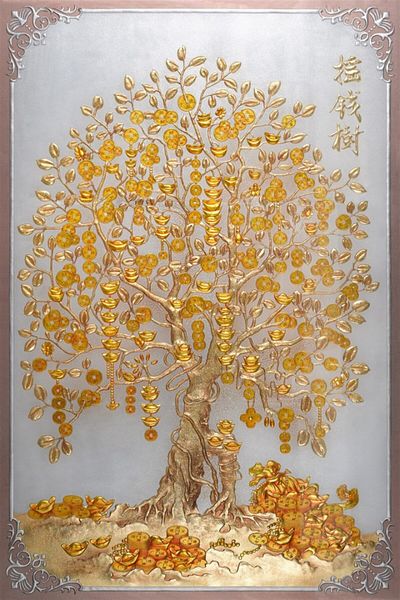 MARCEL SANAT لوحة فسيفساء من الماس بتصميم شجرة النقود وشجرة النبلاء من مارسيل مقاس 58 × 89 سم
