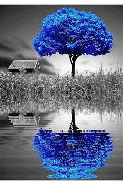 MARCEL SANAT Blue Tree Diamond Mosaic Painting 35x50cm