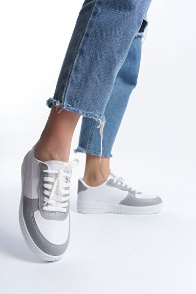 BAKGİY Pantofort de damă alb-gri BG1003-101-0001