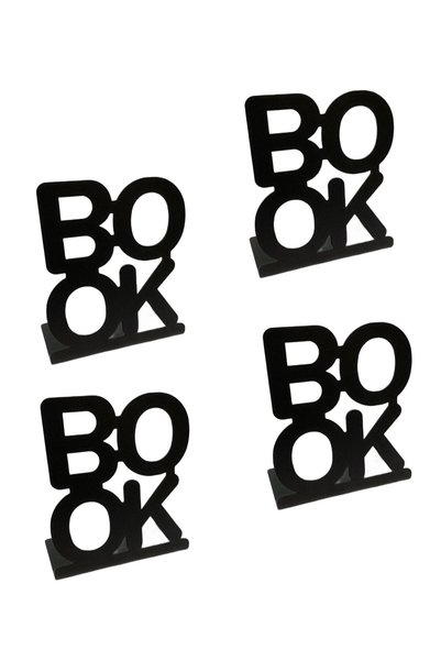 ARTE METAL 4 Pieces (black) Book Written Metal Book Support - Book Holder - Home and Office Decorative Accessory