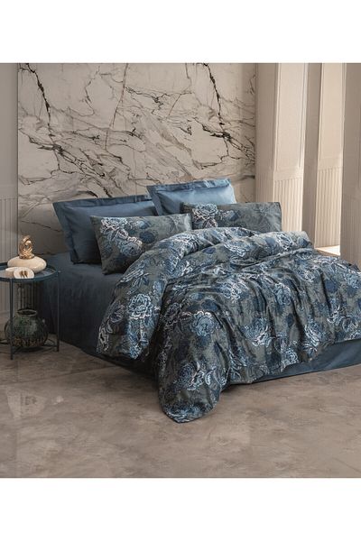 Cotton Box Set Pilomă Dublu Satin Liza Petrol