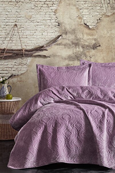 Cotton Box Cottonbox Lila Renk Soft %100 Pamuk Çift Kişilik Yatak Örtüsü Ve Y...