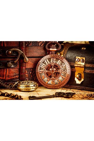 MARCEL SANAT Leather Chests and Chain Clock Diamond Mosaic Painting 81X51Cm