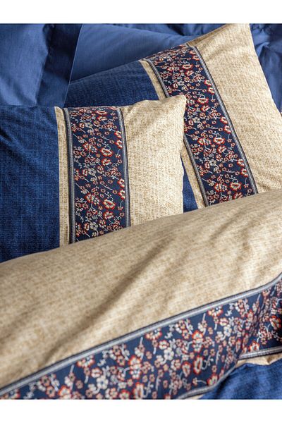 Cotton Box Σετ Παπλωματοθήκη Folk Art Διπλό Rayen Navy Blue