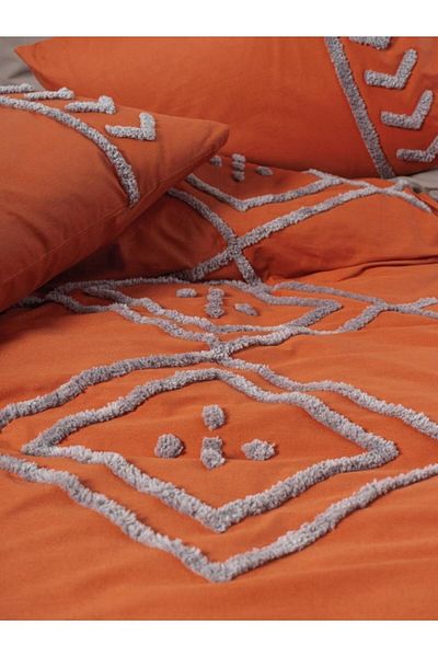 Cotton Box Set cuvertură de pilota dublă Ranforce Brodat Puff Lia Tile Bej
