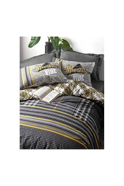 Cotton Box Leonardo - Gray Masculine Double Duvet Cover Set