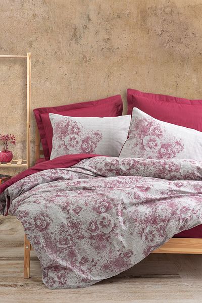 Cotton Box Dual Double Duvet Cover Set Vilda Bordeaux