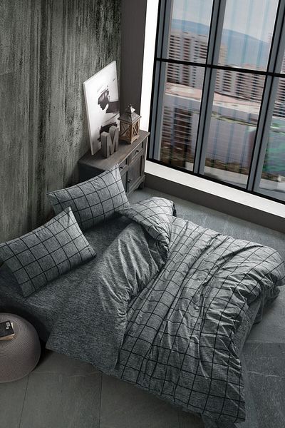Casa Carina Ranforce Double Elastic Sheet Duvet Cover Set Square Black
