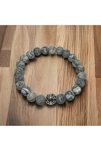 eHediyecim Scorpio Stone of Power and Courage - Matte Jasper Natural Stone Bracelets