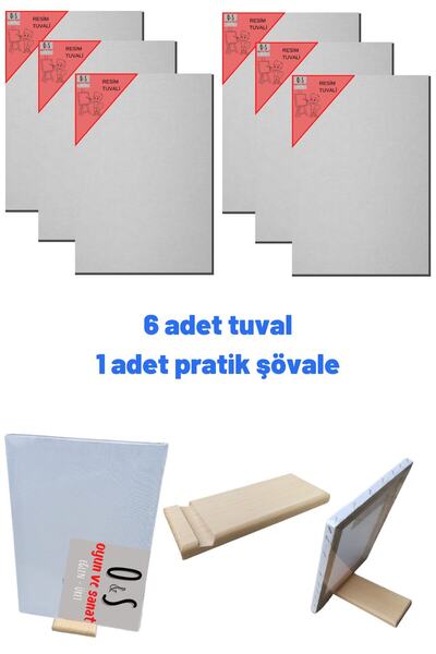 O&S Oyun ve Sanat Eğlen-Üret 6 Adet Tuval, Resim Tuvali Seti, Tual Ve Şövale, Ressam Tuval Şövalye Seti