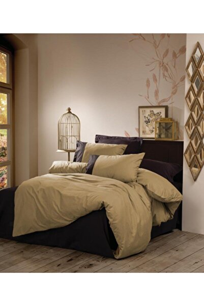 Cotton Box طقم غطاء لحاف مزدوج سادة باللون الأخضر والأسود